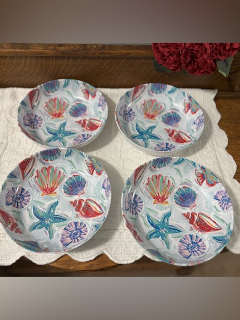 Mainstays Ocean Beach Seashells 🐚 Melamine Bowls Set of 4